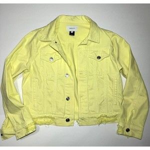CURRENT/ELLIOT Womens Size 3 Cotton Distress Hem Buttoned Denim Jacket Yellow